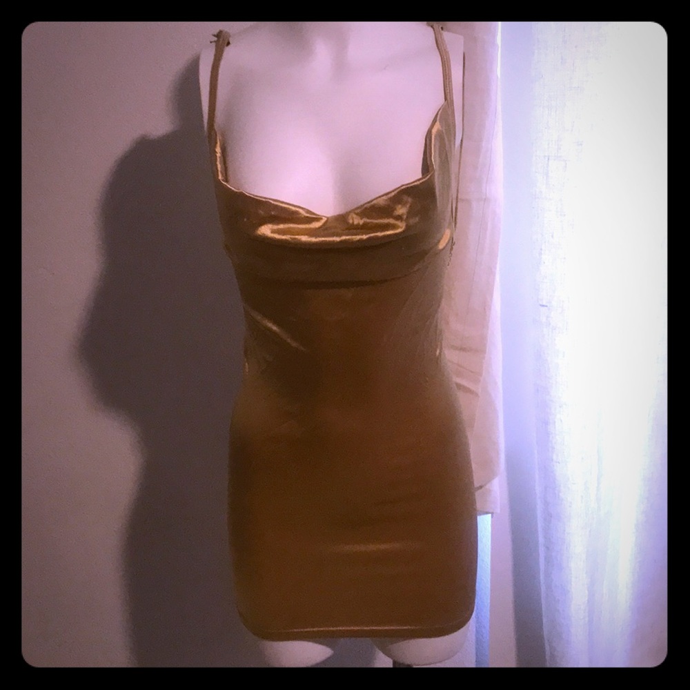 Gold silky dress